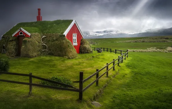 Обои Исландия, Iceland, дом, забор