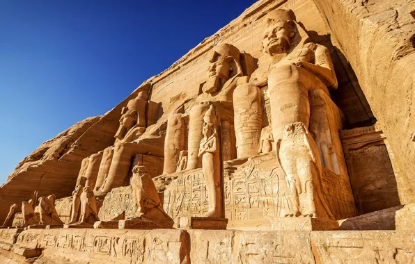 Обои Nubia, Egypt, Абу-Симбел, Sky, Ancient, Abu Simbel, Египет, Rock, Temple, статуи, Небо, Храм, Скала
