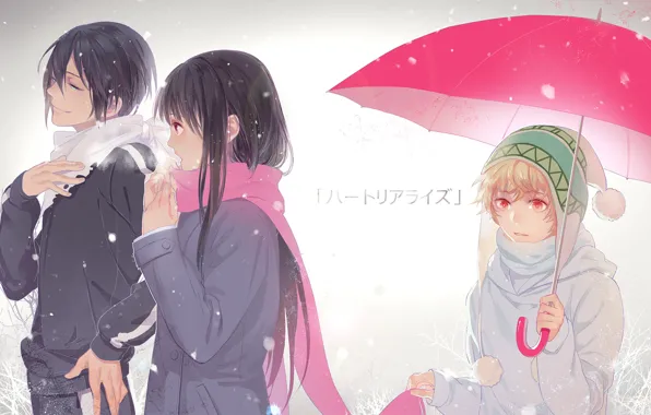 Обои девушка, зонтик, Бездомный Бог, Noragami, Ято, Юкине