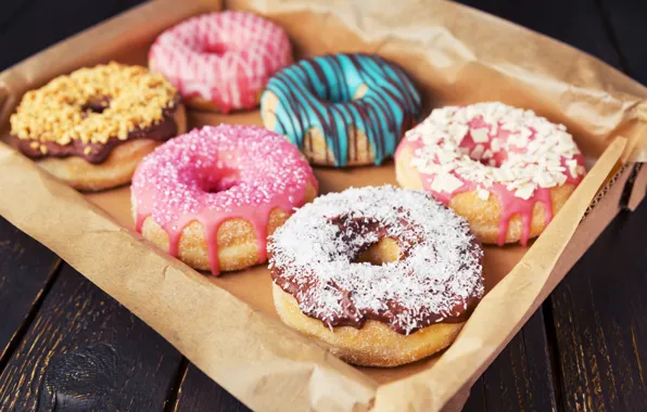 Обои пончики, colorful, глазурь, donuts