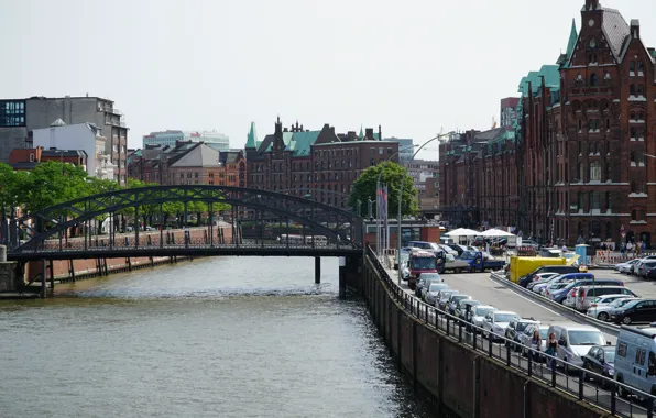 Обои Hamburg, Bridge, Гамбург, Германия, Мост, Germany, Река, River