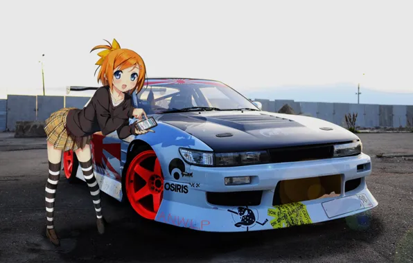 Обои jdm, аниме, madskillz, машина, car, девушка, anime