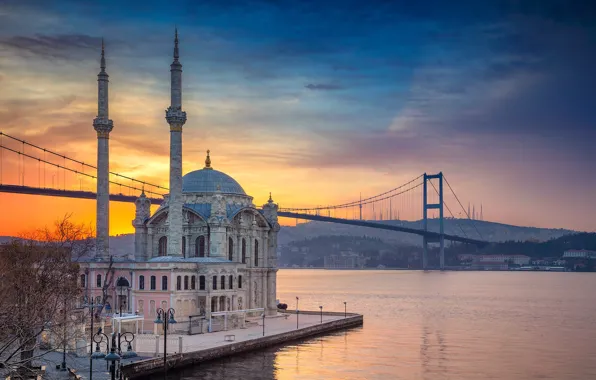 Обои пролив, Ортакёй, мечеть, Турция, мост, Стамбул
