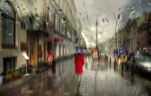 Обои Питер, дождь, зонт, капли, Санкт-Петербург, девушка, макро