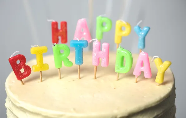 Обои торт, свечи, cake, candle, День Рождения, celebration, decoration, Happy Birthday