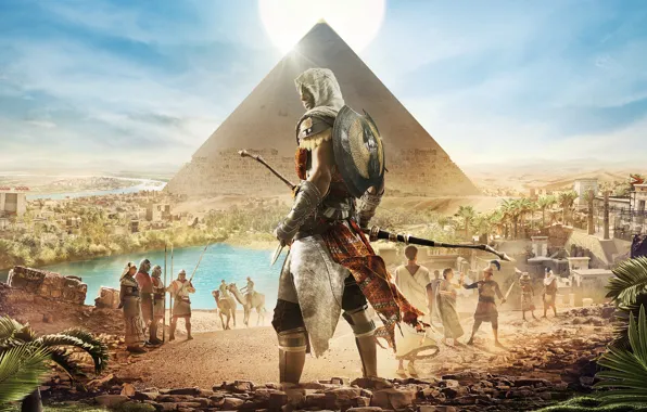 Обои Египет, Пирамида, Bayek, Origins, Ubisoft, Assassin's Creed: Origins, Assassin's Creed