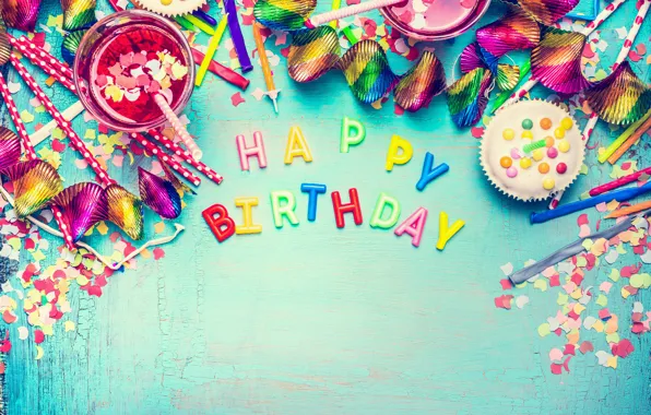 Обои сладости, шарики, конфетти, colours, конфеты, День Рождения, colorful, celebration, decoration, Happy Birthday, candy