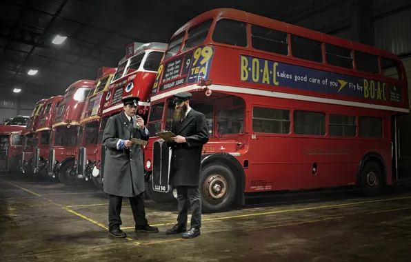 Обои ретро, Англия, автобусы