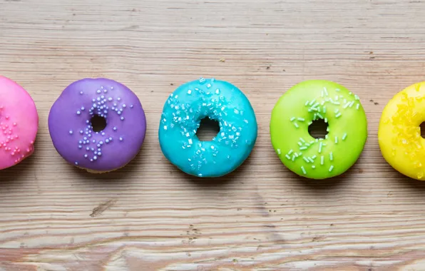 Обои пончики, colorful, глазурь, donuts, rainbow