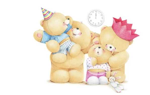 Обои Teddy Bears, настроение, мишки, мама, детская, семья, Forever Friends Deckchair bear, папа, арт, дети, праздник