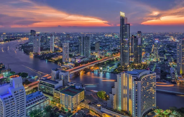 Обои город, Thailand, панорама, Таиланд, Бангкок, Bangkok