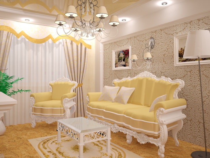 Небольшая гостевая комната в стиле барокко.Изысканная обстановка. Мебель подобрана в лучших традициях барокко стиля.