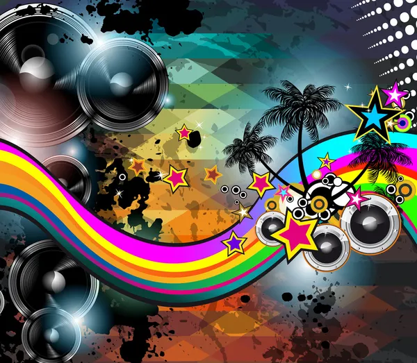 Тропический праздник диско музыки плакат — стоковый вектор