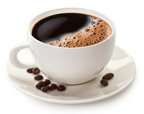 Чашка кофе и фасоль — стоковое фото