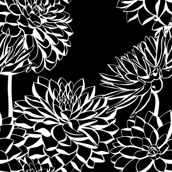 Бесшовный узор вектор с белым декоративные георгины цветы Лицензионные Стоковые Векторы