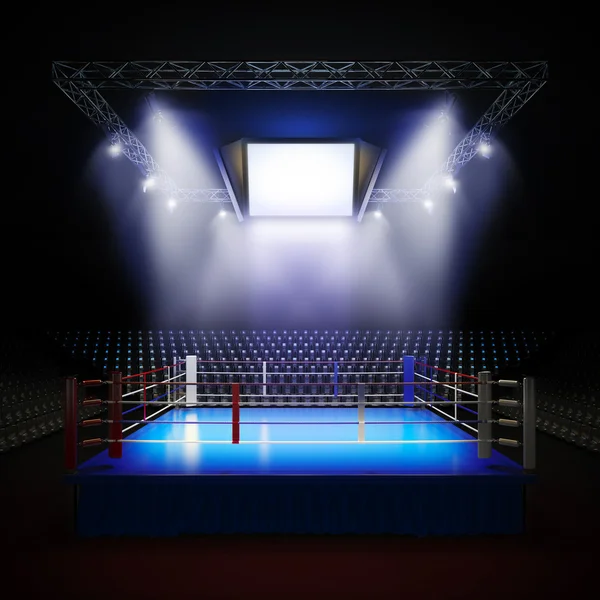Пустой профессиональный боксерский ринг — стоковое фото