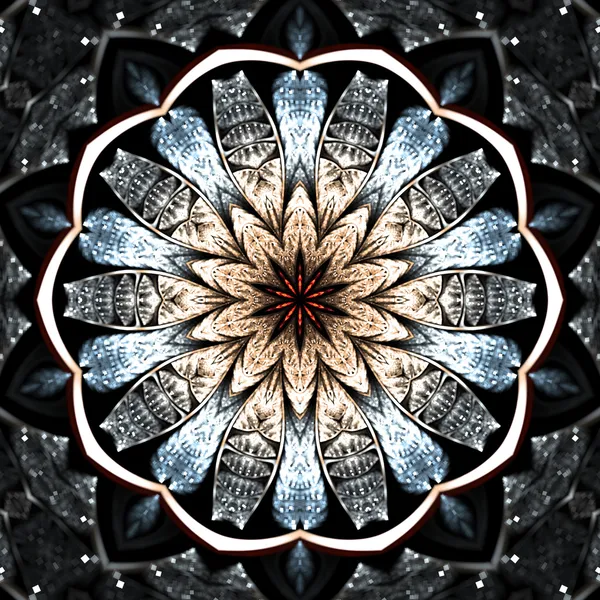 Темные блестящие фрактал Мандала, цифровые изображения для творческого графического дизайна Стоковое Фото
