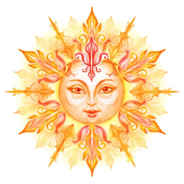 Декоративные солнце с лицом Лицензионные Стоковые Изображения