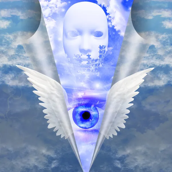 Вытяните врозь шов смертных раскрыть крылья ангела — стоковое фото