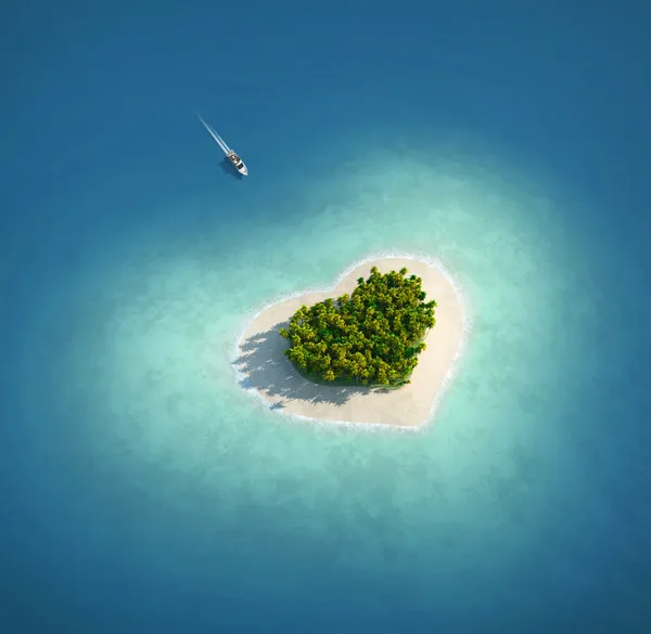 Райский остров в форме сердца — стоковое фото