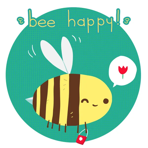 Bee happy открытка — стоковый вектор