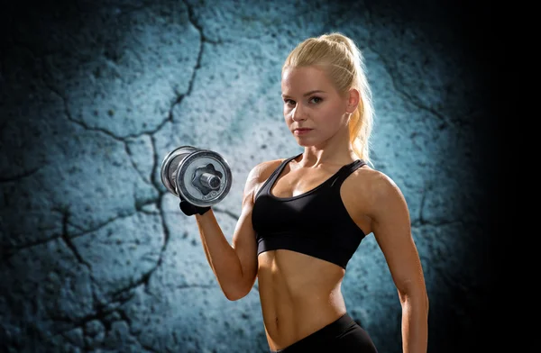 Молодой спортивный женщины с тяжелой стальной Гантель Стоковое Изображение