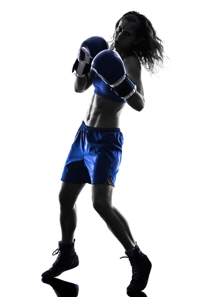 Женщина боксер бокс кикбоксинг силуэт изолированные — стоковое фото
