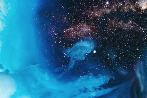 Полный Кадр Изображения Смешивания Бирюзовый Синий Черный Краска Брызги Воде — стоковое фото