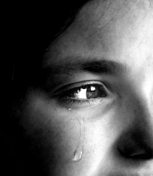 Girl Crying with Tear — стоковое фото
