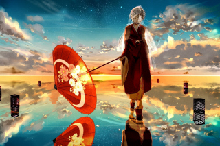 Картинка Vocaloid with Umbrella на телефон 1366x768