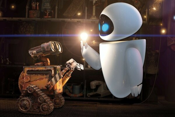 Wall-e Валли лампочка горящая роботы eve lightbulb