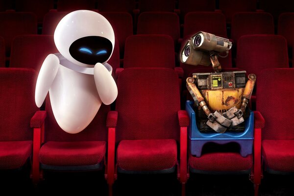 Wall-e ева кинотеатр стеснительный смешит красные креса