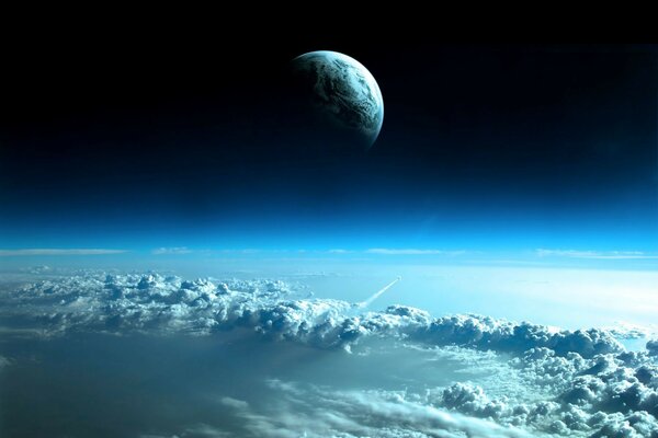космос небо ракета Облака планета