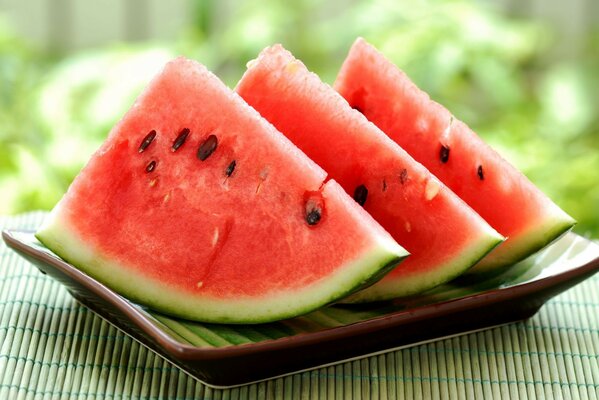 Арбуз ломтики watermelon тарелка лето