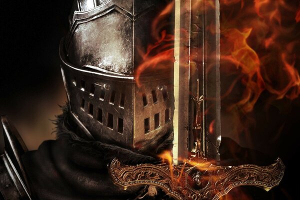 меч шлем броня Dark souls пламя рыцарь