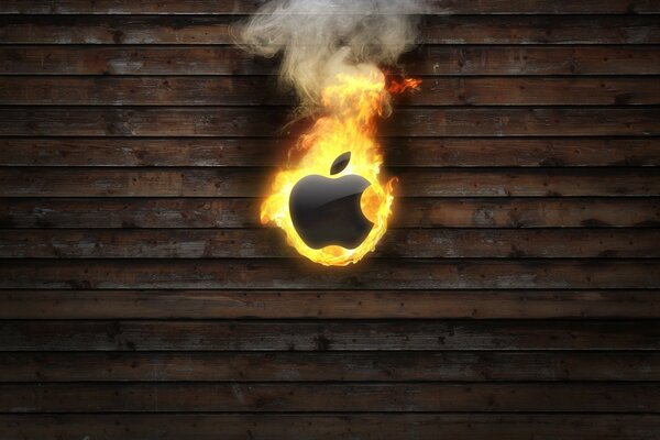 Apple, логотип в огне