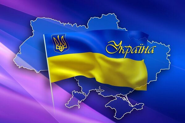Карта Украины и флаг Украины