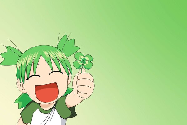 улыбка радость зеленый четверолистник подарок