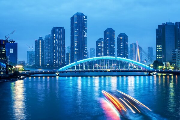 Токио ночью мост пейзаж