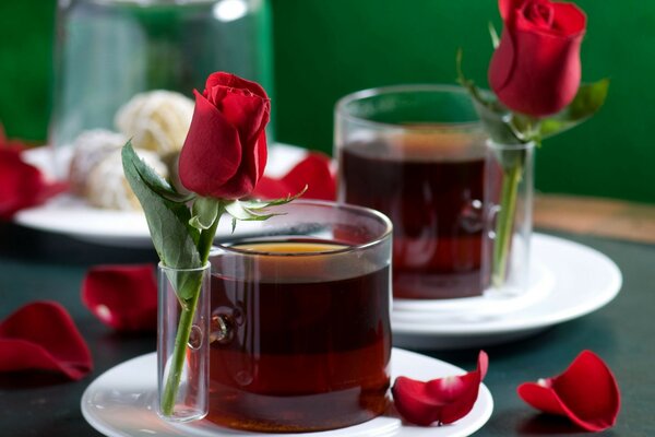 roses tea nice drink elegantly romance gentle petals,