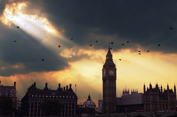 london big ben sunset Лондон закат биг бен