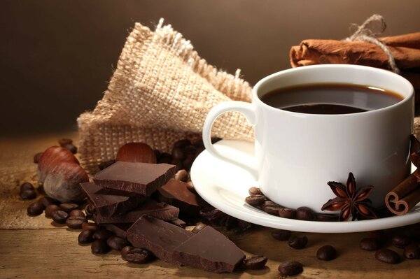 шоколад зерна кофе coffee орехи чашка
