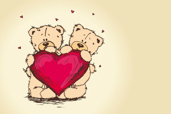 пара сердце teddy bear тедди Valentines day медведь