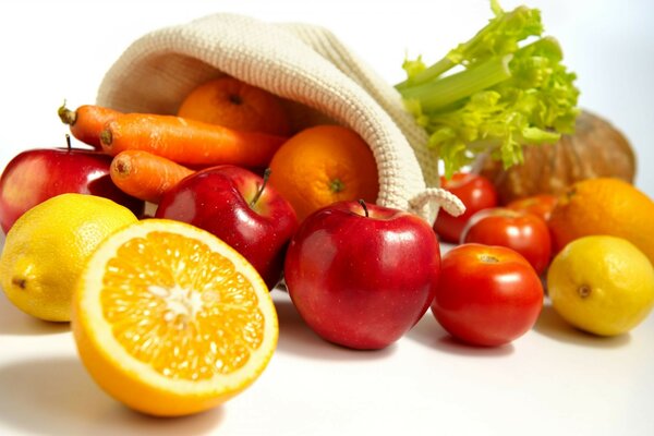 Еда овощи лимоны апельсины морковь фрукты яблоки