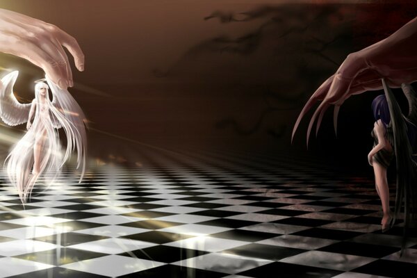 Ангел и демон играют в шахматы