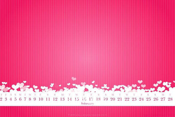 Февраль 2012 календарь (розовый)