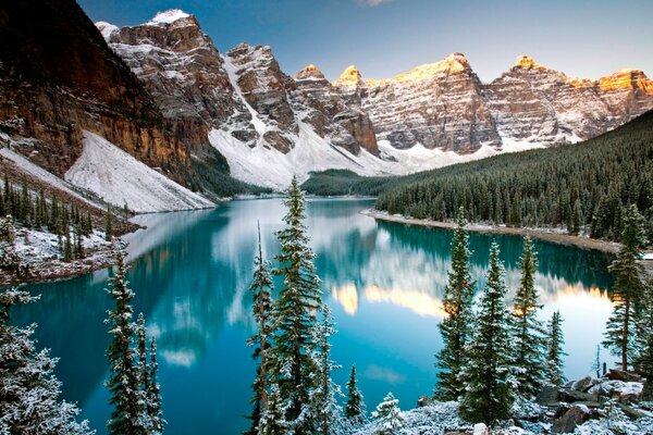 Зима, морены озеро, Альберта, Канада