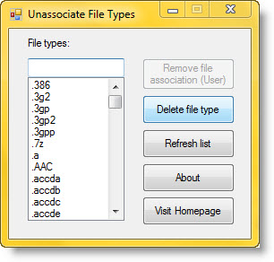 Unassociate File Types