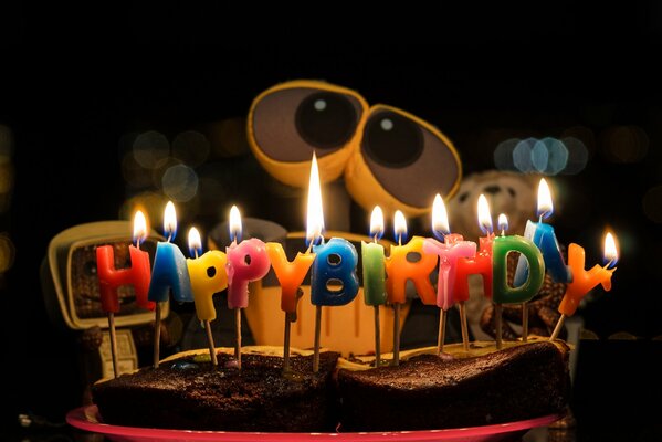 валл- робот валли с днем рождения день рождения поздравление пирог