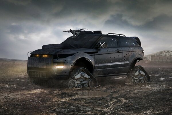 land rover range rover evoque постапокалипсис броня повреждения гусеницы